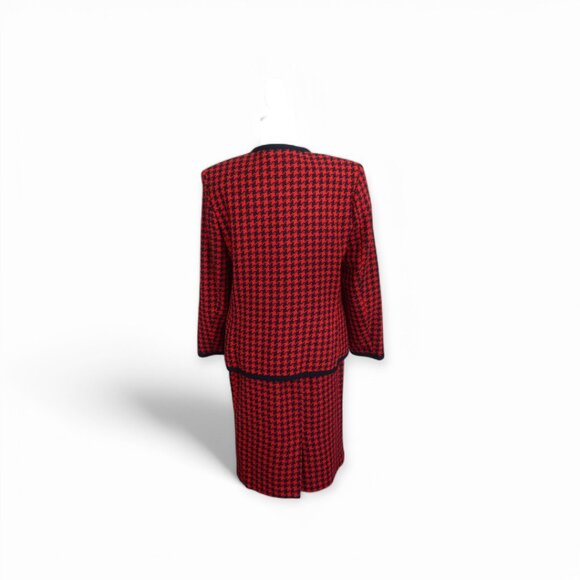 VTG Alfred Dunner 2PC Red & Navy Houndstooth Skirt Suit – Petite (10/6) - Picture 5 of 12